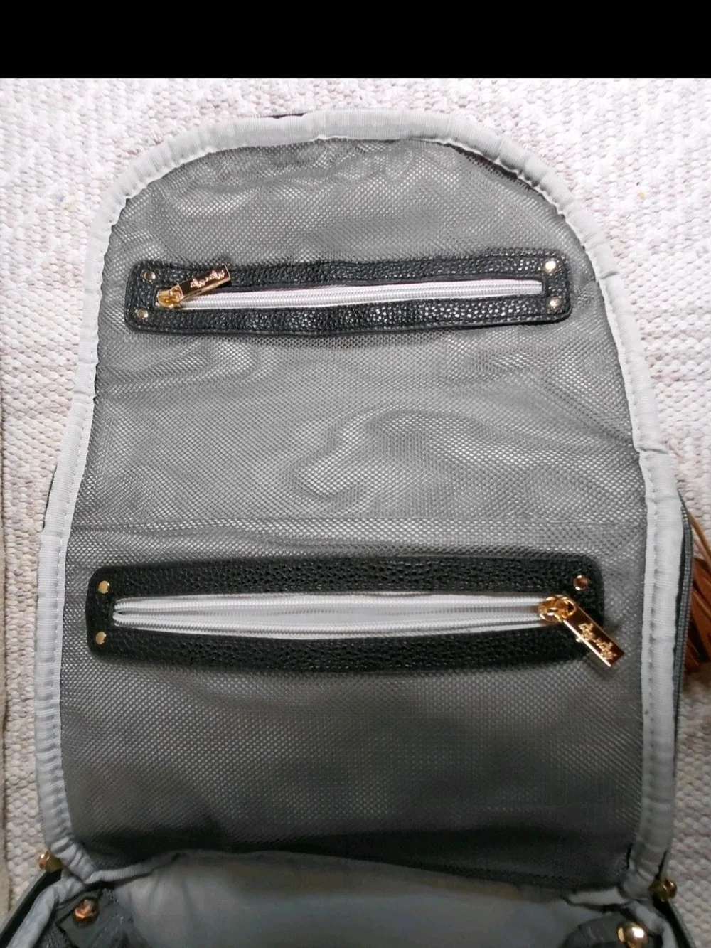 Itzy Ritzy Boss Gray Herringbone & Brown Coffee & Cream Diaper Backpack